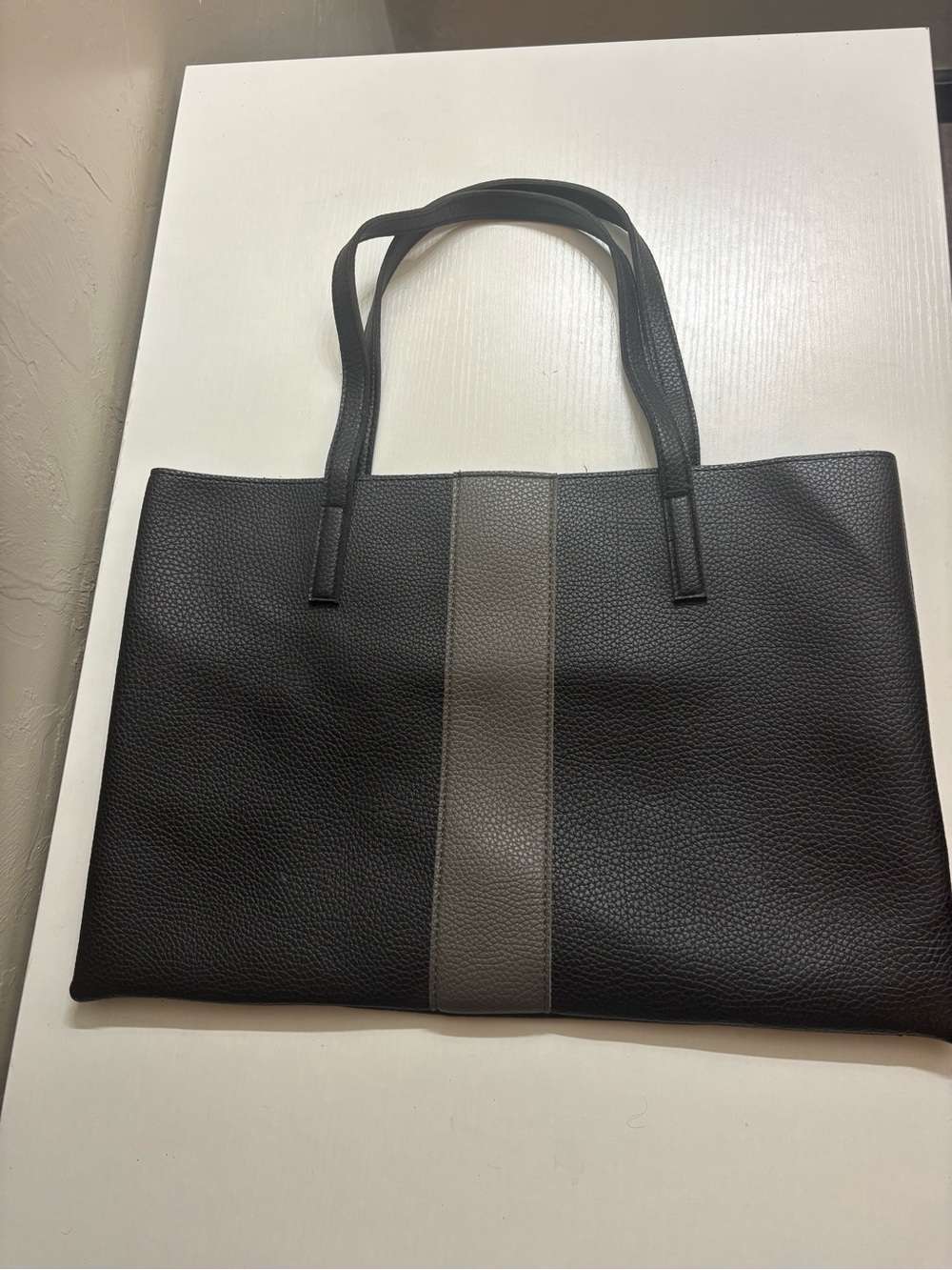 Vince Camuto Black Tote with Gray Center Panel